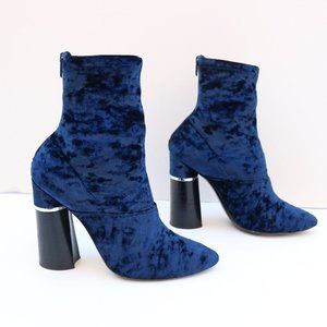 3.1 Phillip Lim Blue Kyoto Velvet Ankle Boots